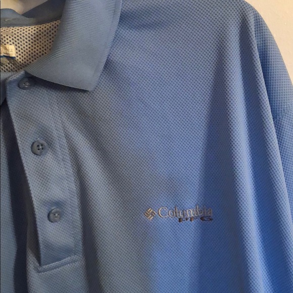 Columbia PFG Omni Shade Fishing Polo Shirt Men’s Large Light Blue - Picture 2 of 8
